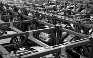manufacturing cars in assembly line
